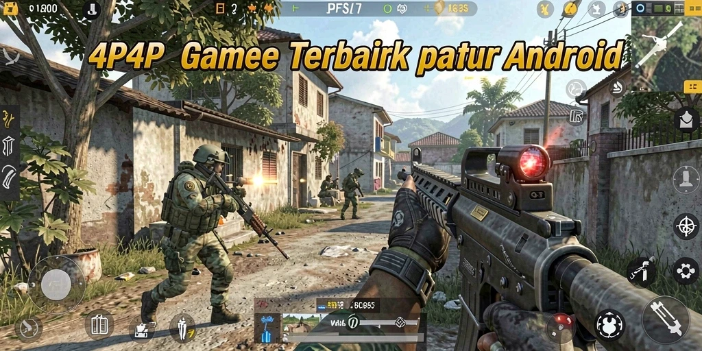 Screenshot gameplay 4P4P yang menampilkan pertempuran FPS yang intens.