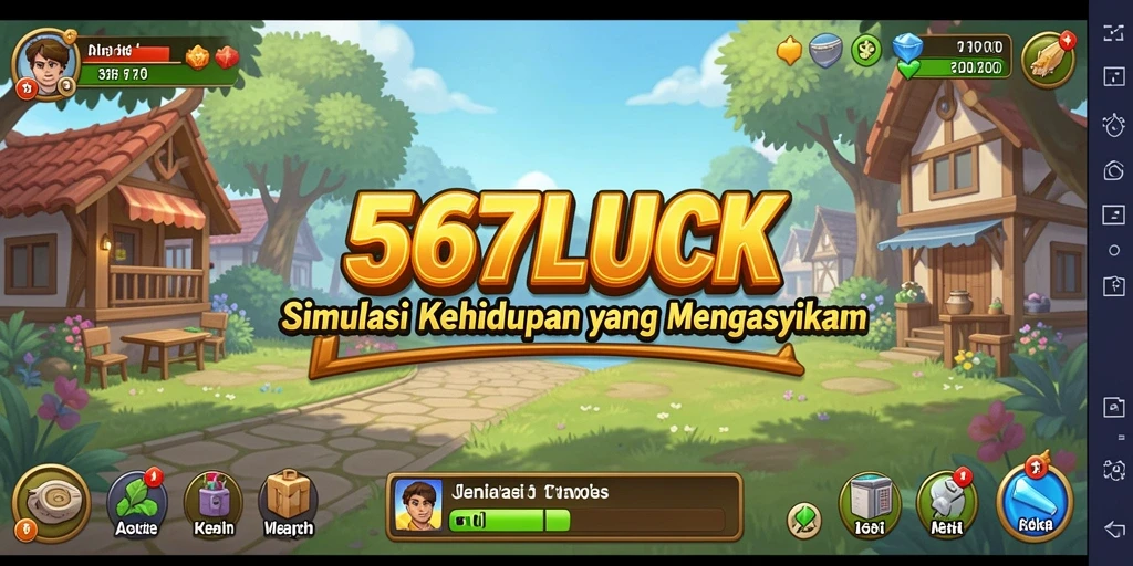 Screenshot gameplay 567LUCK yang menggambarkan interaksi karakter dalam dunia simulasi.