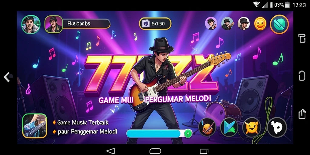 Screenshot gameplay 777ZX dengan tampilan antarmuka musik yang menarik.