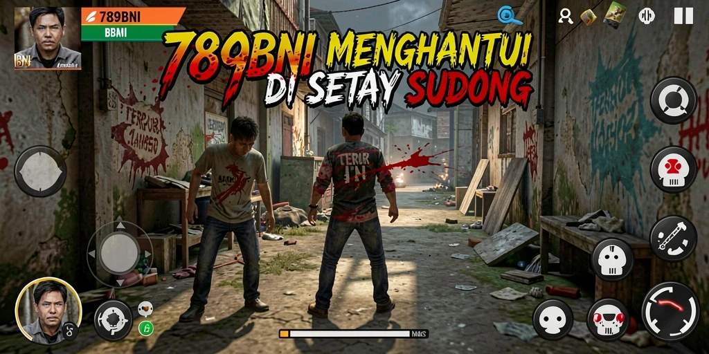 Screenshot gameplay 789BNI dengan atmosfer horor yang mencekam.