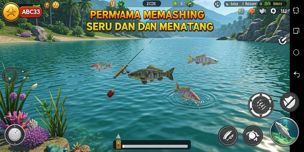 Screenshot menunjukkan pengalaman menarik dalam game memancing.