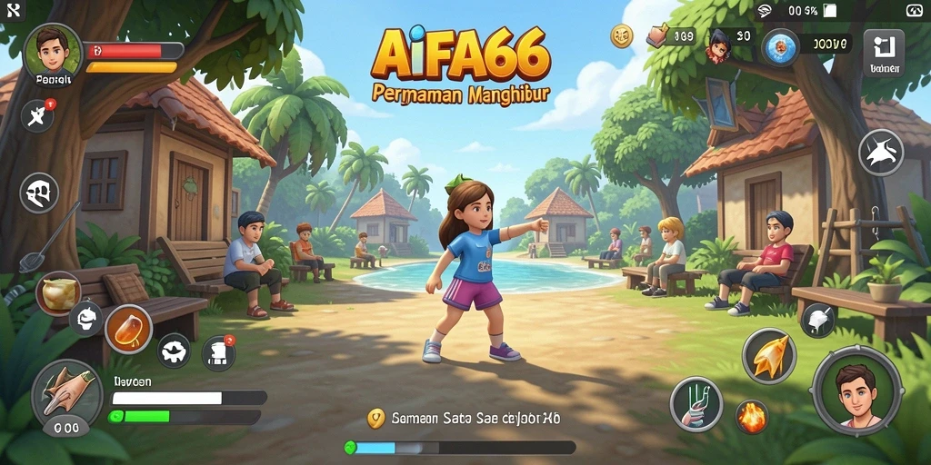 Screenshot utama AIFA66 menampilkan gameplay yang ceria dan menghibur.