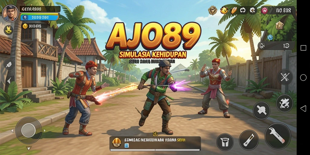 Tampilan utama AJO89 yang menampilkan gameplay simulasi yang mendalam.