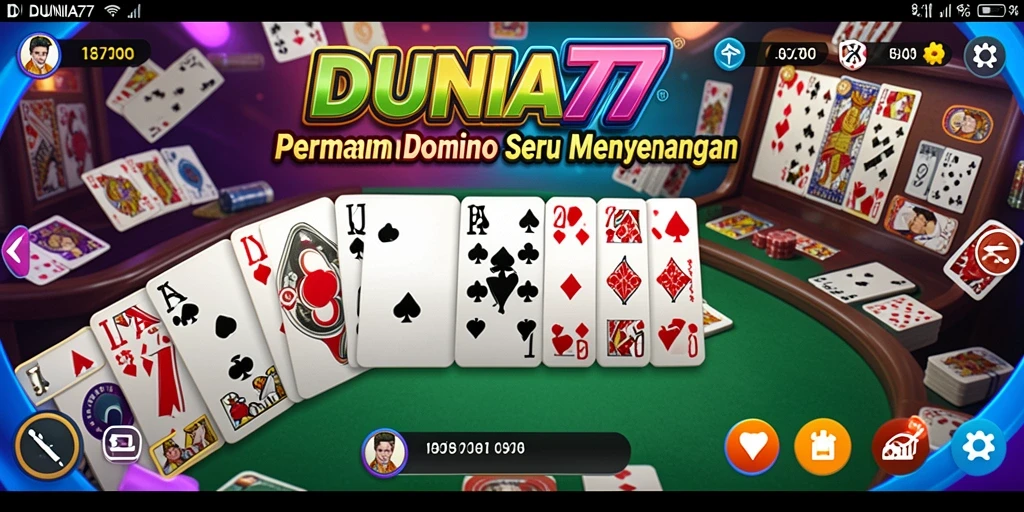 Screenshot gameplay DUNIA77 menampilkan suasana seru permainan Domino.