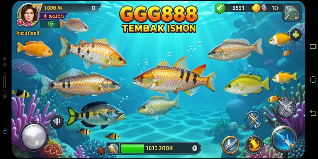 Screenshot GGG888 menampilkan aksi tembak ikan yang mendebarkan.