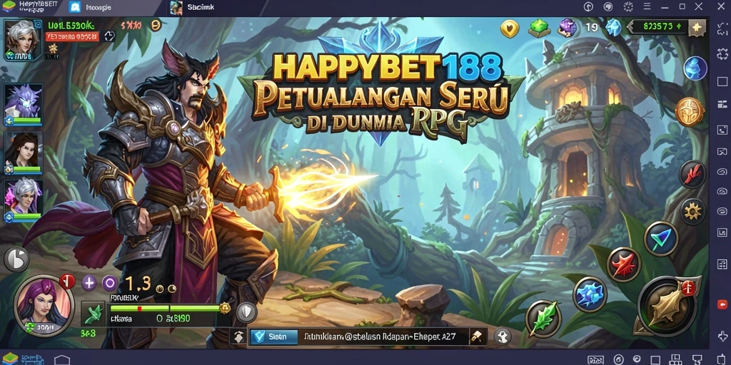 Tampilan gameplay menakjubkan dari HAPPYBET188 yang menggambarkan petualangan RPG.