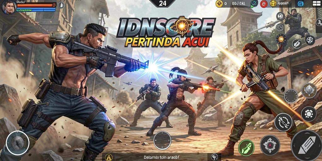 Tampilan gameplay dinamis IDNSCORE yang penuh aksi.