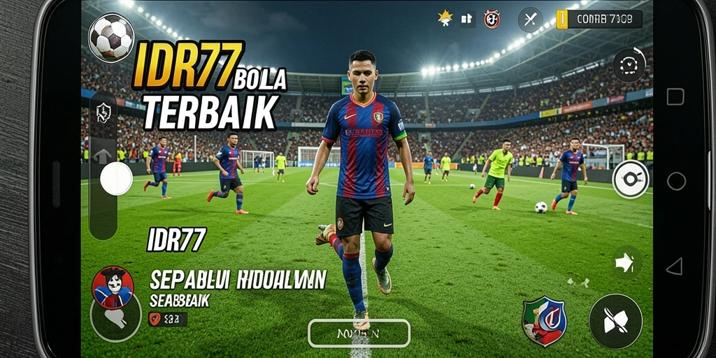 Screenshot gameplay menunjukkan aksi seru dalam permainan sepak bola.