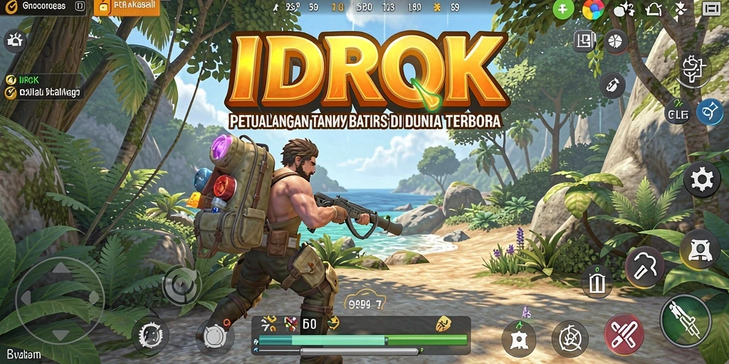 Screenshot gameplay IDROK menampilkan eksplorasi dunia terbuka yang menakjubkan.