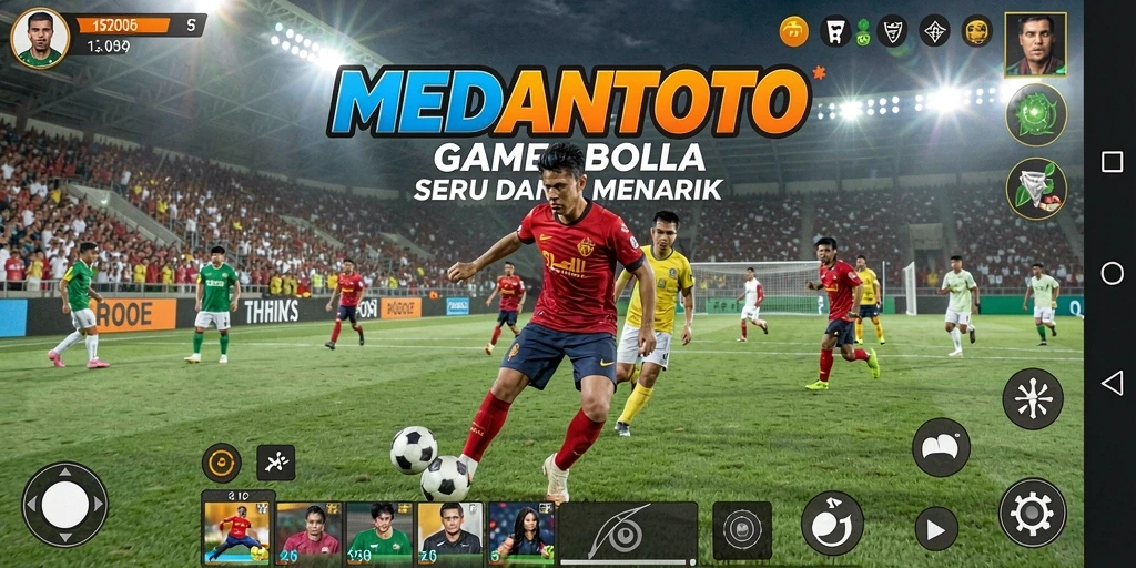Tampilan gameplay MEDANTOTO yang penuh aksi sepak bola.