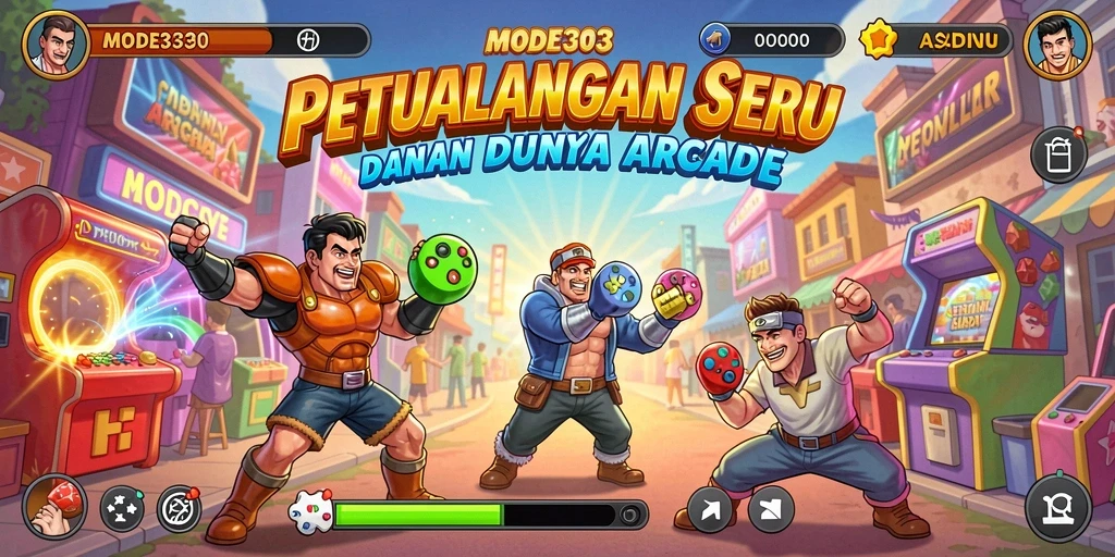 Screenshot utama MODE303 menampilkan gameplay menarik dengan level penuh warna.