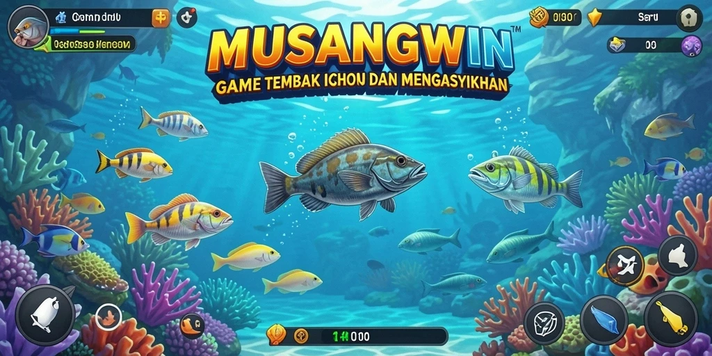 Tampilan gameplay <strong>MUSANGWIN</strong> yang seru saat menembak ikan.