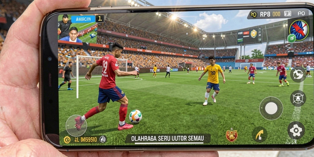 Gameplay seru RP8 dengan aksi olahraga yang mendebarkan.
