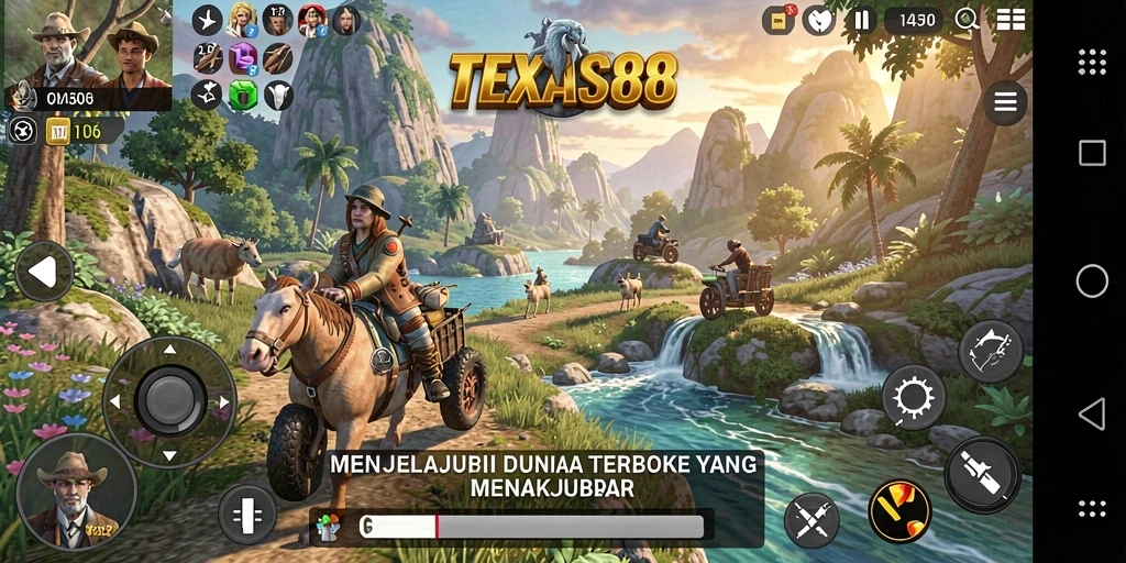 Tampilan gameplay menyerupai dunia terbuka yang luas dan kaya.