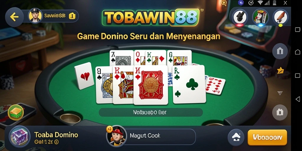 Screenshot gameplay TOBAWIN88 menunjukkan suasana kompetitif Domino.