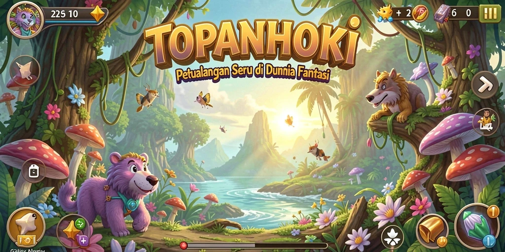 Screenshot dari gameplay petualangan seru TOPANHOKI dengan grafis menawan.